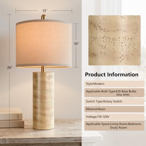 26'' Resin Table Lamps with Stone Look
