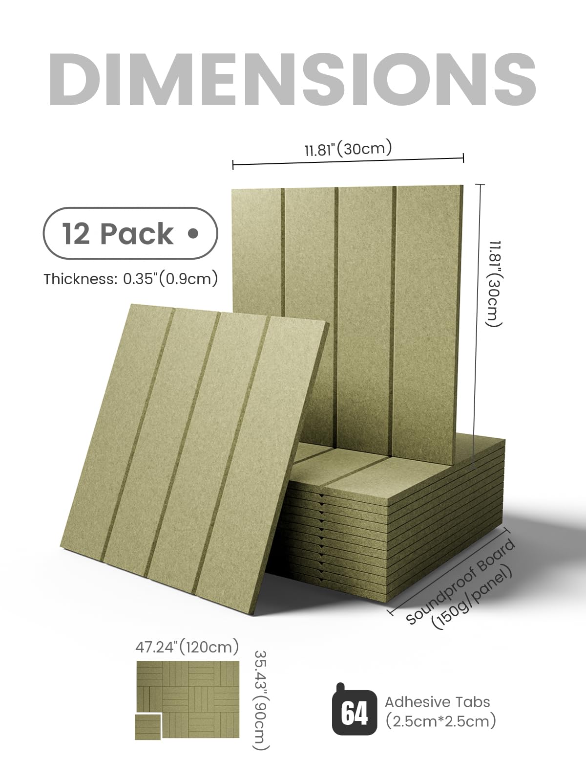 Felt Bulletin Board & Cork Board Alternative 48'' x 36'' (Seaweed-1 / Bold-stripe 12-pack)