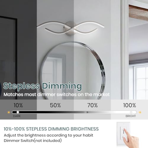 24 Inch Black Modern LED Vanity Light