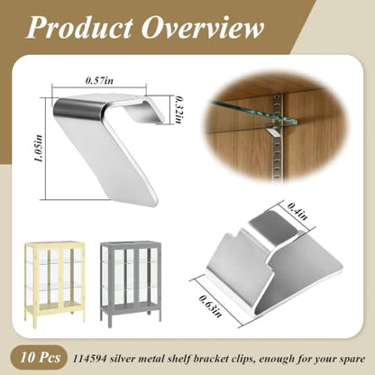 5 Pcs 114594 Metal Shelf Bracket Clips Compatible with IKEA Fabrikor Glass Door Cabinet