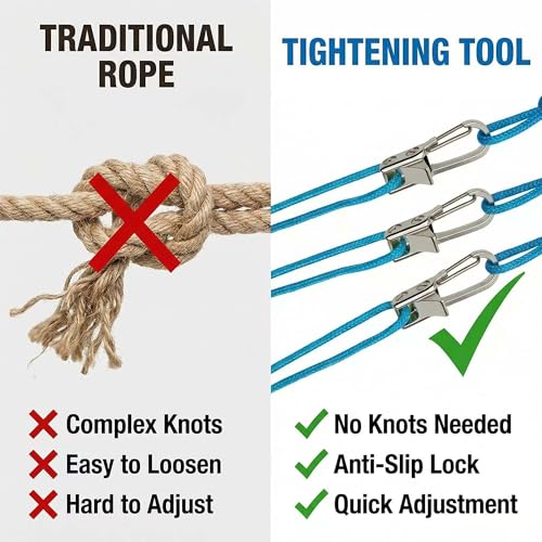 2026 Upgrade Rope Rollers Set Tightening Tool with Tensioner & Nylon Cord