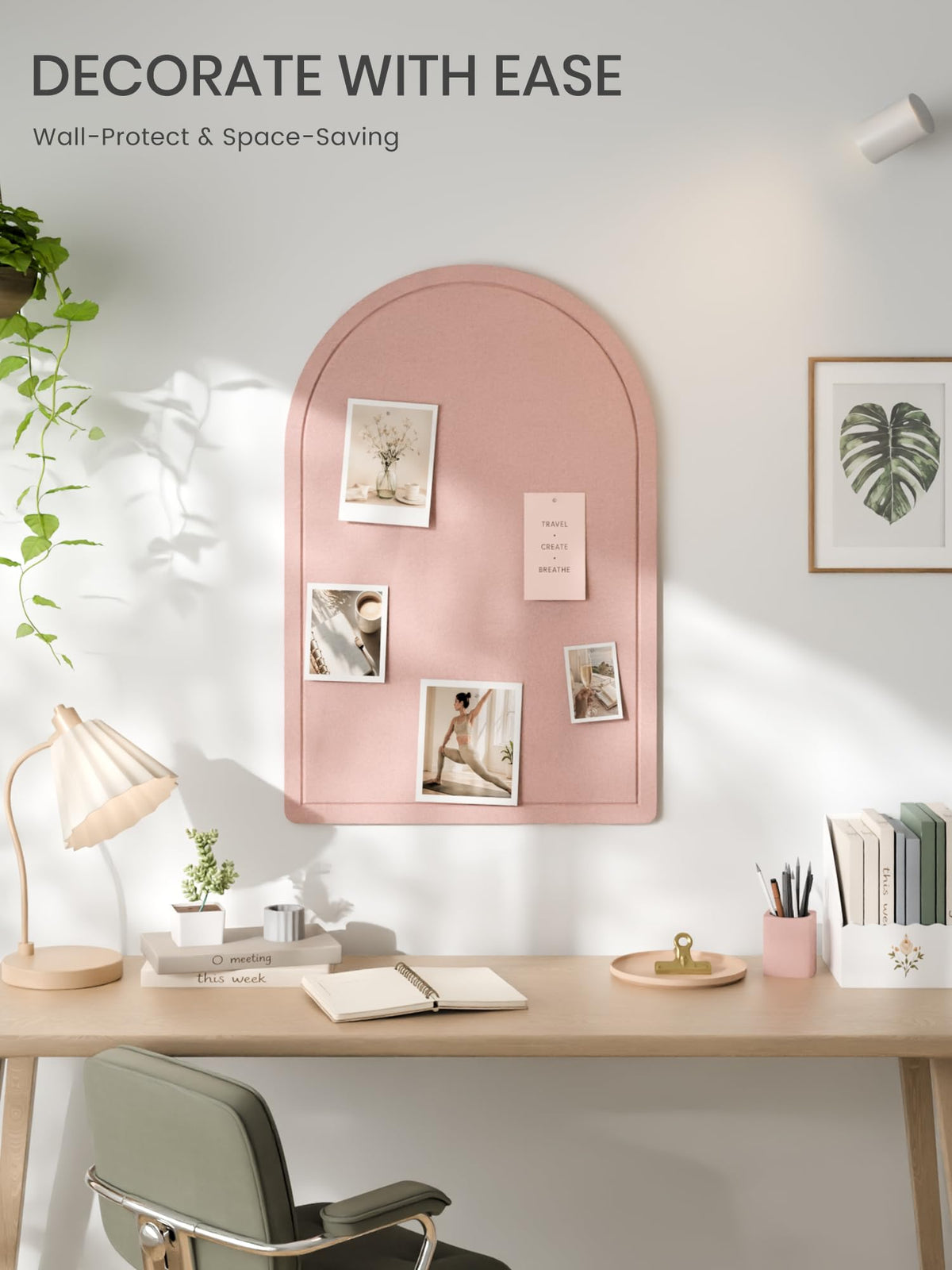 Large Arched Felt Bulletin Board 35.4''×23.6'' (Pink)