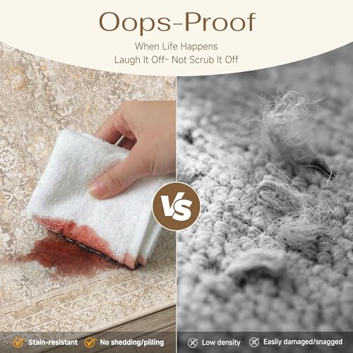 6x9 Area Rugs Retro Beige Washable Rug (Beige / 6' x 9' (Rectangular))