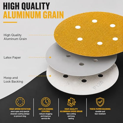 100 PCS 6 Inch 6 Hole Sanding Discs