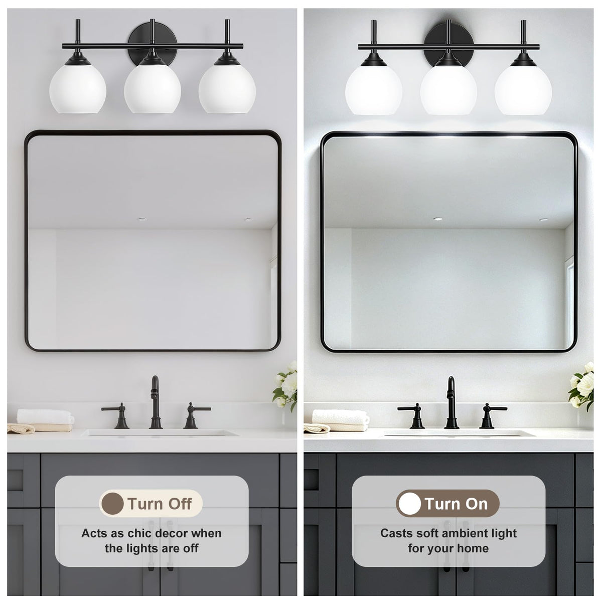 3 Light Bathroom Light Fixtures (Black / 3-Light)