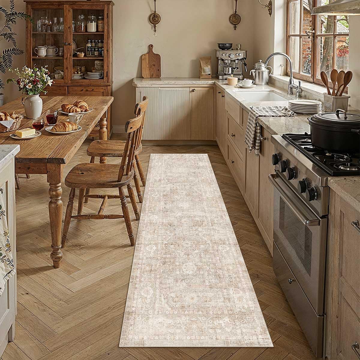 2'6x12 Beige Neutral Kitchen Hallway Runner Rug (Rw | Ly-beige / 2'6" x 12' (Runner))