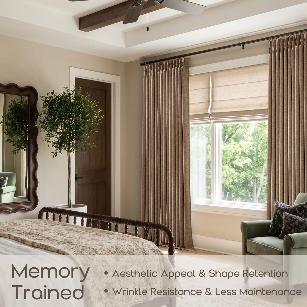 Rust Brown Pinch Pleat Light Filter Extra Long Curtains 120 Inches Length (Rust Brown / 40"W x 120"L (Pack of 2))