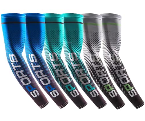 UV Protection Arm Sleeves Cooling Cover for Men Women 6 Pairs