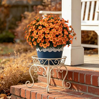 12 Bundles Fake Dasiy Artificial Mums Flowers for Outdoors Decoration (Orange)