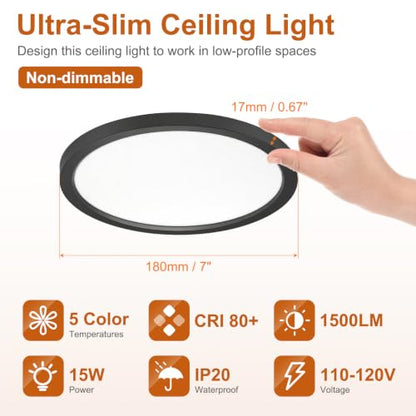 LED Flush Mount Ceiling Light Thin Color Adjustable Wired