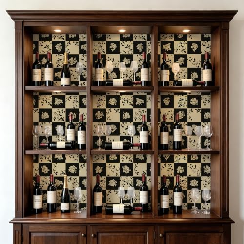 Checkered Contact Paper Vintage Peel and Stick Wallpaper (17.3" x 78.7" / Black and Cream White)