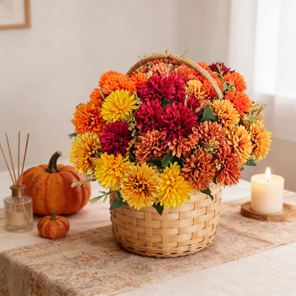 10Pcs Fake Flowers Artificial Mums for Outdoors (Mixed Mums / 10Pcs)
