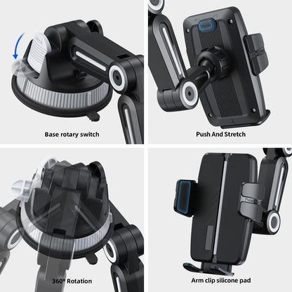Suction Cup Car Phone Mount Dash Mounted Holders Windshield Phone Mount with 360° Rotation Stable Phone Holders for Your Car with Military