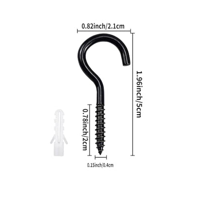 Black Open Screw Hooks for Wood