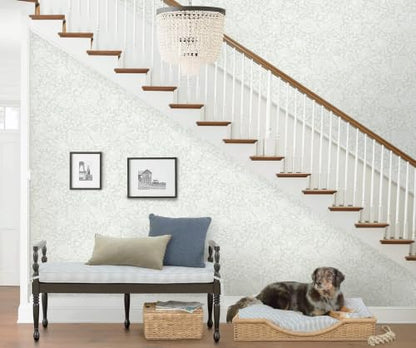 Green William Morris Peel and Stick Wallpaper Floral Contact Paper (Light Green / 17.3" x 78.7")