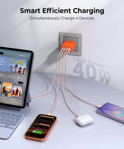 2 Pack] 40W USB C Wall Charger Block (2Pack Orange Red / 40W)