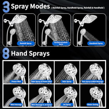 Dual Rainfall Shower Head With Handheld Showerhead