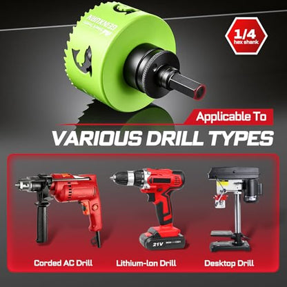 2-1/2 Inch(64mm) Hole Saw, 2PCS HSS Bi-Metal Hole Saw Kit with Shark Tooth Hole Cutter for Wood,Drywall, PVC Boards and Thin Metal (2 PCS 2-1/2")
