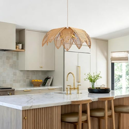 3 Light Boho Rattan Chandelier