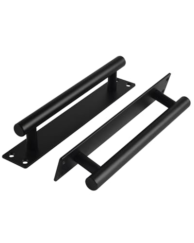 Black Barn Door Handles Matte White Gate Handles Outdoor Fence Hardware Replacement Modern Sliding Door Handle Pull with Backplate for Shed