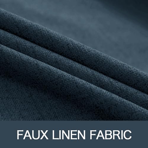 100% Blackout Linen Curtains for Bedroom 52x84 Inches Navy (Navy / 52"W x 84"L (Pack of 2))