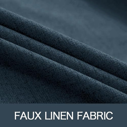 100% Blackout Linen Curtains for Bedroom 52x84 Inches Navy (Navy / 52"W x 84"L (Pack of 2))