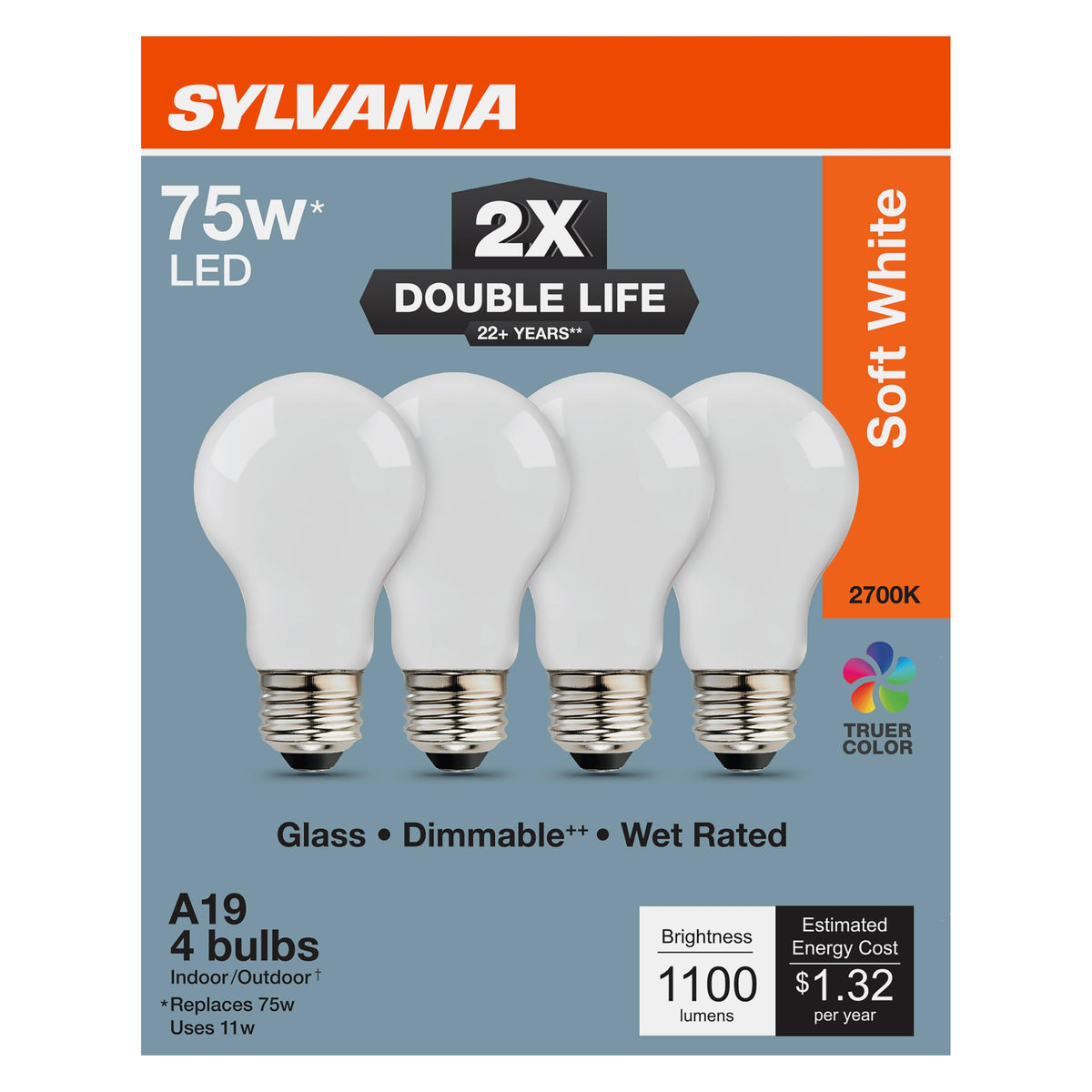 Sylvania Double Life LED Light Bulb (2700k (Soft White) / 4 Pack)