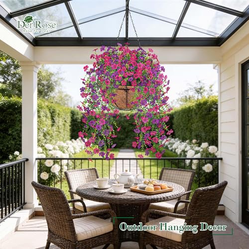Artificial Hanging Flowers for Outdoors (Purplish)
