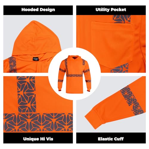 2PCS High Visibility Reflective Safety Shirts with Hood