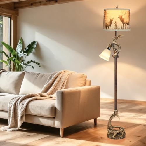 65" Vintage Deer Floor Lamp and Forest