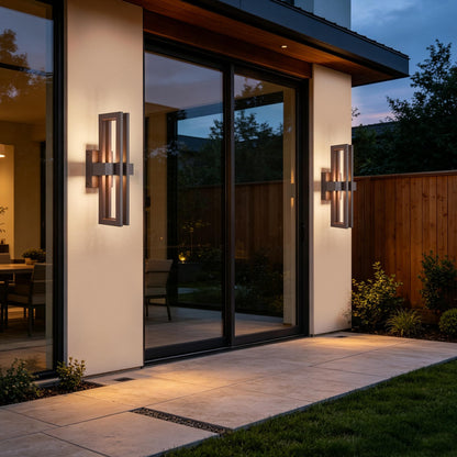 15" Modern Outdoor Wall Lights 2 (2Pack Small 15"H Textured Bronze)