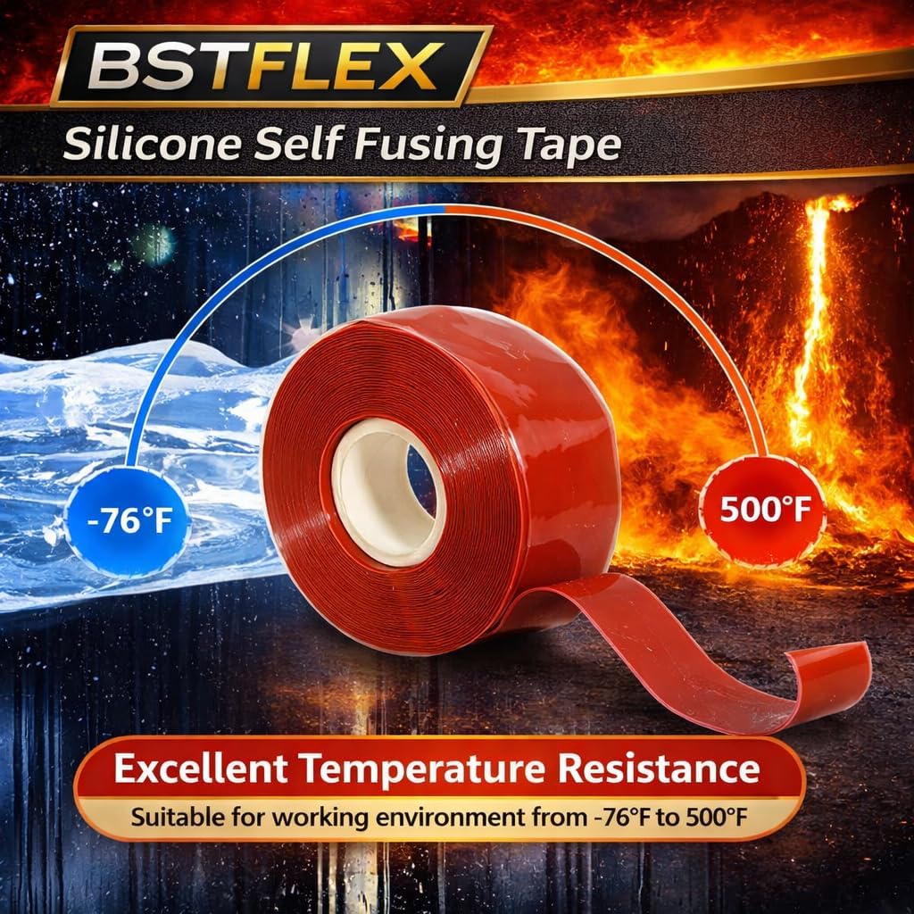 Self Fusing Silicone Tape 1" x 36' (Red / 1-Inch x 36-Feet)