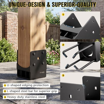 U Shape Post Base with Air Flow Channel Concrete Post Anchor Heavy Duty Stainless Steels 6x6 (6x6)