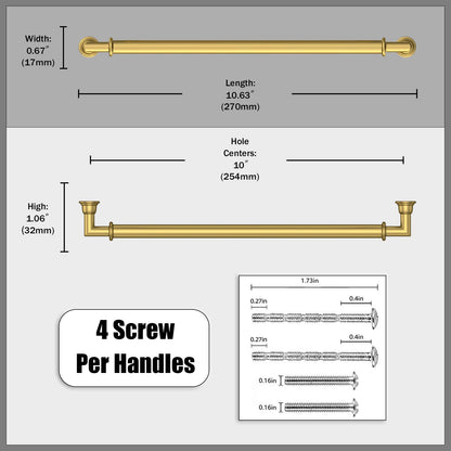 5 Pack Vibrant Brushed Moderne Brass Cabinet Pulls 10 Inch (10" Hole Center / Vibrant Brushed Moderne Brass)