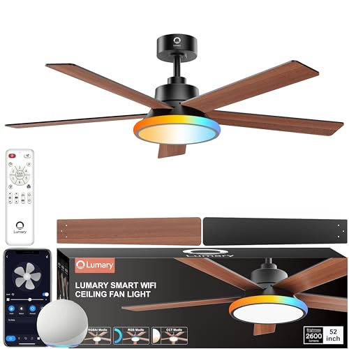 Smart RGB Ceiling Fans with Lights 52in