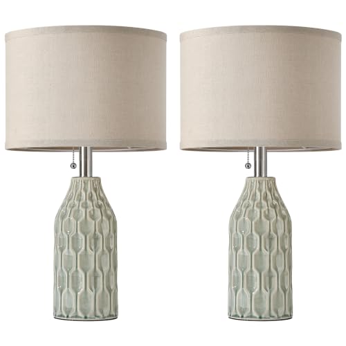 Modern Ceramic Table Lamps Set of 2 for Living Room Bedroom