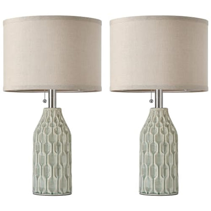 Modern Ceramic Table Lamps Set of 2 for Living Room Bedroom
