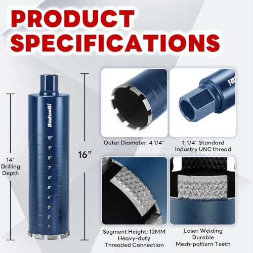 4 1 4" Core Drill Bit with Etched Depth Scale (4 1/4 Inch)