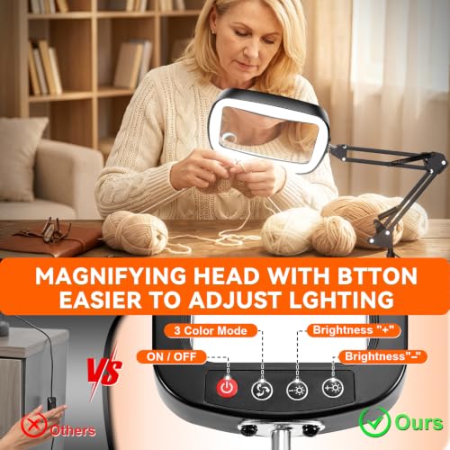 10X 30X Large Magnifying Glass with Light and Stand