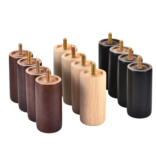 4 Inch Round Wood Furniture Legs Set of 4