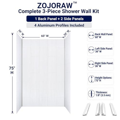 3 Piece Shower Wall Panel Surround Kit