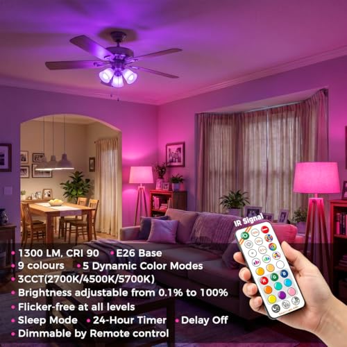 12W Led Light Bulbs with Remote 1200LM
