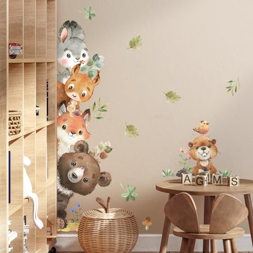 Jungle Animals Wall Stickers Cartoon Woodland Animal Wall Decals