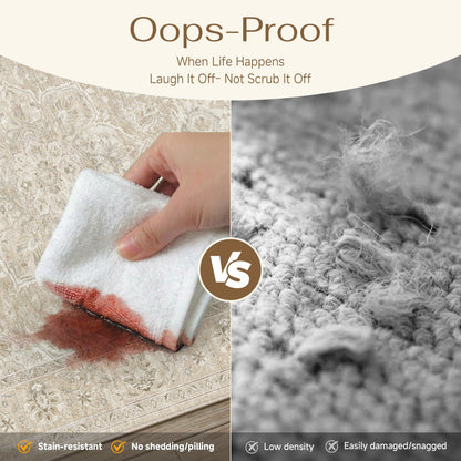 Beige Cream 2x8 Runner Rug Washable Vintage Indoor Carpet (E| Beige Cream / 2' x 8' (Runner))