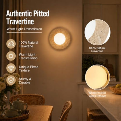 7.9 Inch Travertine Wall Sconce