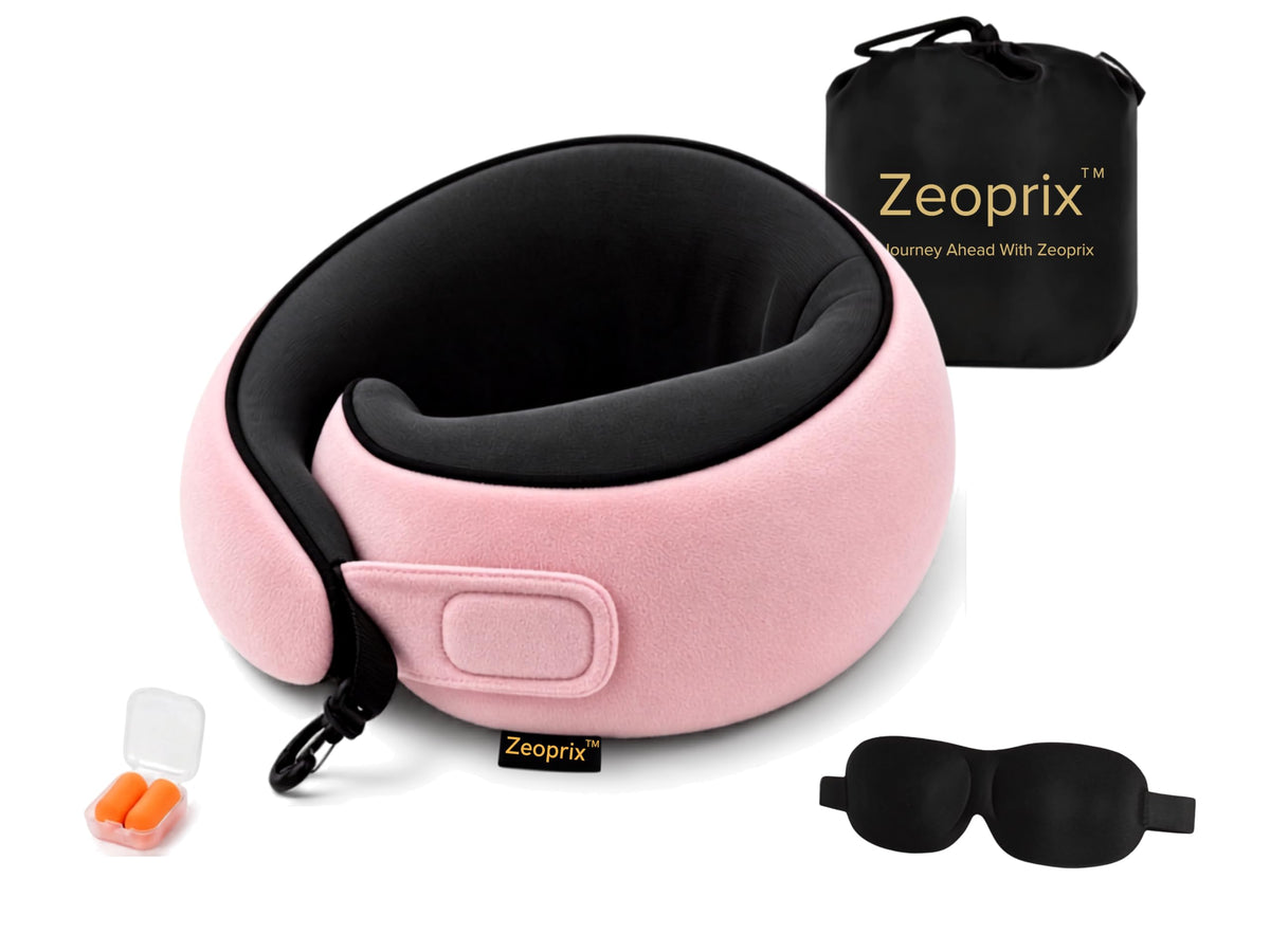 Travel Neck Pillow for Airplane (Pink)