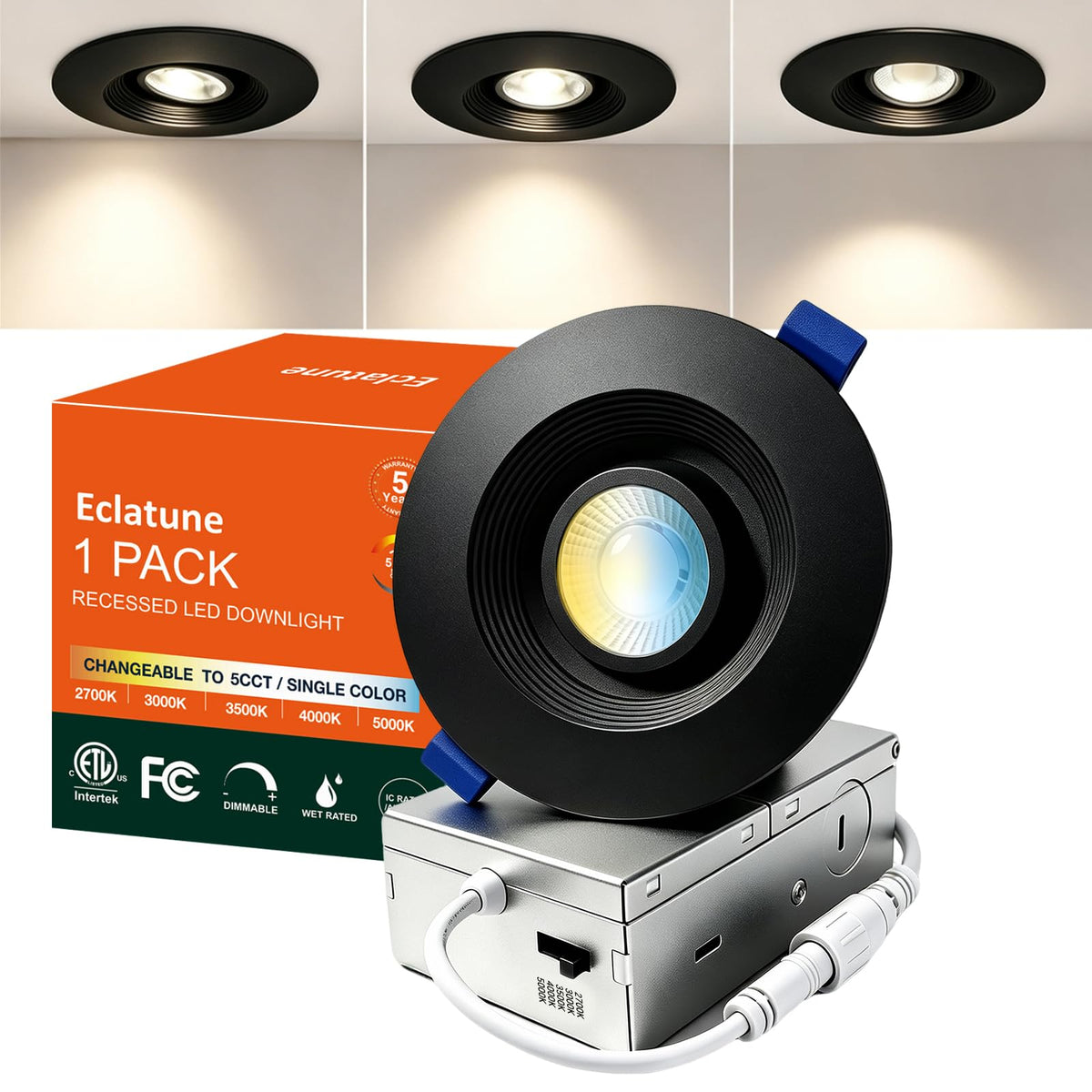 4 Inch Black LED Eyeball Gimbal Recessed Light (1P-Black / 4 Inches Anti-glare)