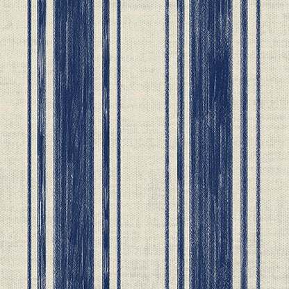Wallpaper Peel and Stick Blue and Cream White Striped 17.3"x393" Vintage Hand (Blue and Cream White / 17.3" x 393")