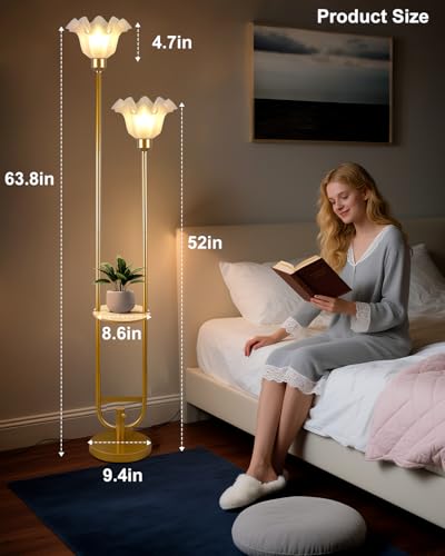 Flower Floor Lamp Mid Century Modern Tall Standing Lamps with Soft Warm White Eye Care 3000K Bulbs for Living Room