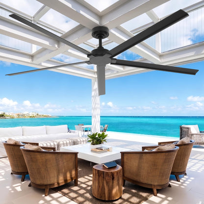 84" Outdoor Ceiling Fan With Remote (Black / 84-inch)
